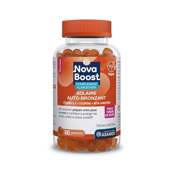 Novaboost - Complément Alimentaire - Gummies Auto-Bronzant - Saveur Cola Faible Teneur en Sucre - Vegan & Sans Gluten - Cure 