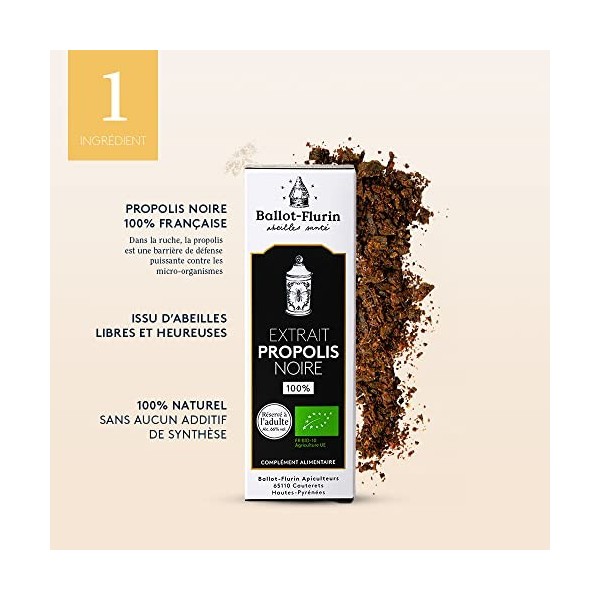 Ballot Flurin - Extrait Propolis Noire Française - Bio - Fabriqué en France - 15ml