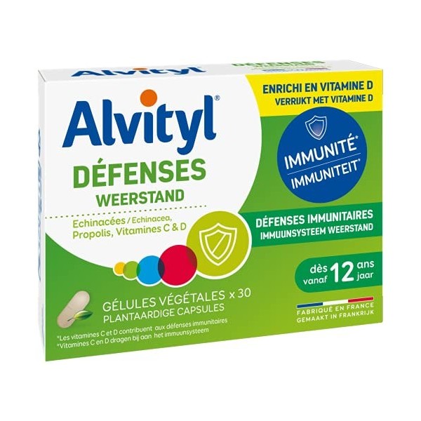 Alvityl - Gélules Défenses immunitaires - Echinacées, Propolis, Vitamines C&D - Dès 12 ans - 30 gélules