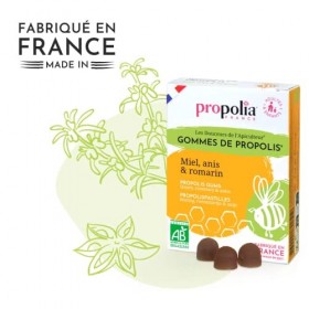 PROPOLIA - Bio - Gommes de Propolis / Miel / Anis - Apaise la gorge et rafraîchit lhaleine - Fabriquées en France - 45 g