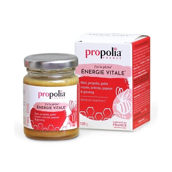 PROPOLIA - Énergie Vitale - Miel / Propolis / Gelée Royale / Acérola / Papaye / Ginseng - Tonus et immunité - Complément alim