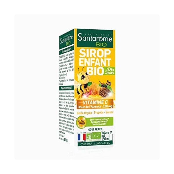 Santarome Bio - Sirop Enfant Bio | Complément Alimentaire Immunité | Fortifie lOrganisme des Enfants - A base de plantes Bio