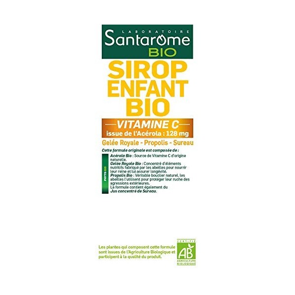 Santarome Bio - Sirop Enfant Bio | Complément Alimentaire Immunité | Fortifie lOrganisme des Enfants - A base de plantes Bio