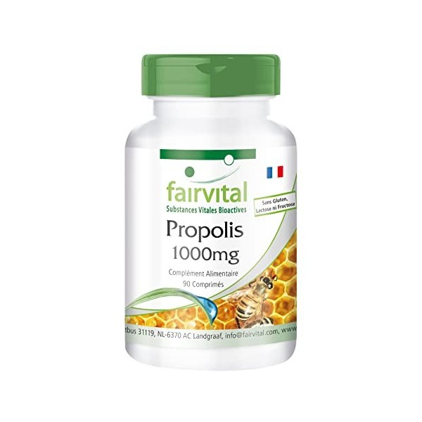 Fairvital | Propolis Comprimés 1000mg - Hautement dosé - 90 Comprimés - 3% Galangin