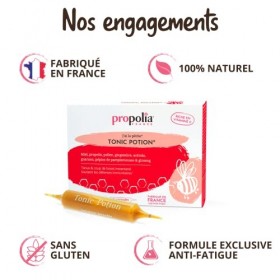 PROPOLIA - Tonic Potion - Miel / Propolis / Pollen / Gingembre / Acérola / Guarana / Ginseng - Coup de boost et fatigue passa