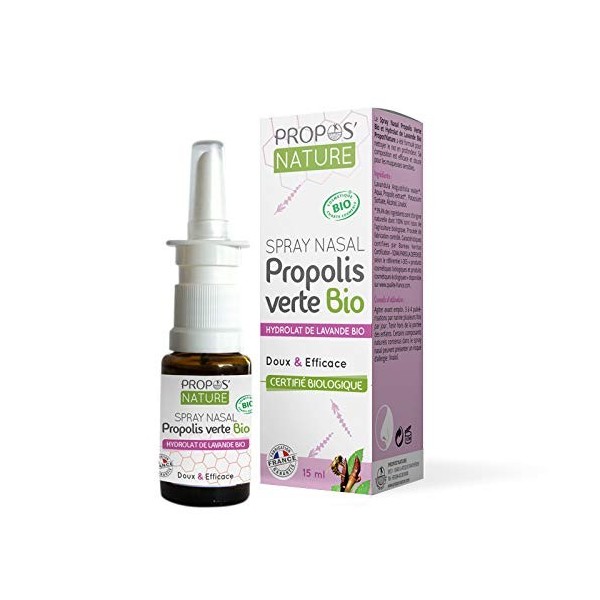 Spray Nasal Propolis Verte et Hydrolat de Lavande Bio - 15 ml - ProposNature - Certifié Biologique - Fabrication française -