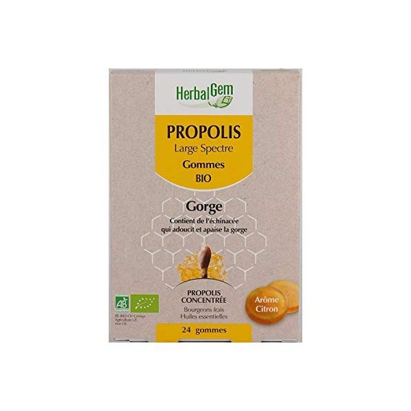 HerbalGem Propolis Large Spectre Gommes Bio 24 Gommes