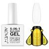 Gel Construction Ongle UV 5-En-1, Gel Builder De Renforcement 15ml , 20 PièCes Chablon Papier,Vernis à Ongles Ongles Forts, 