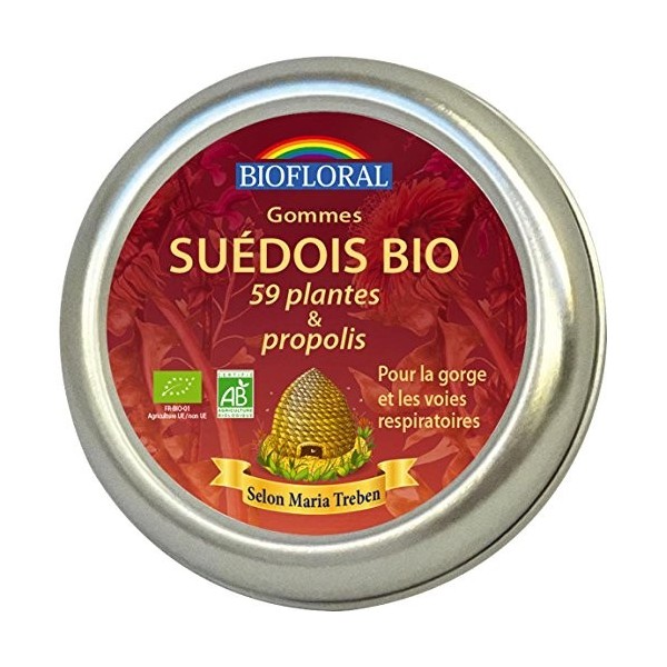 Biofloral Gommes Suédois Propolis Gorge et Voies Respiratoires Bio 45 g