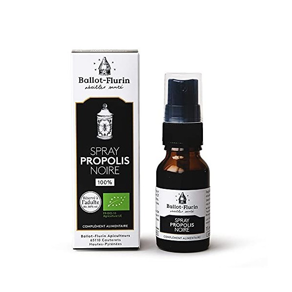 Ballot-Flurin - Spray Propolis Noire - MULTIFONCTIONS : défenses organismes, sensibilité de saisons, bouche, peau -Fabriqué e
