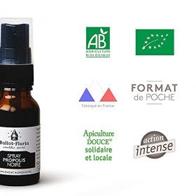 Ballot-Flurin - Spray Propolis Noire - MULTIFONCTIONS : défenses organismes, sensibilité de saisons, bouche, peau -Fabriqué e