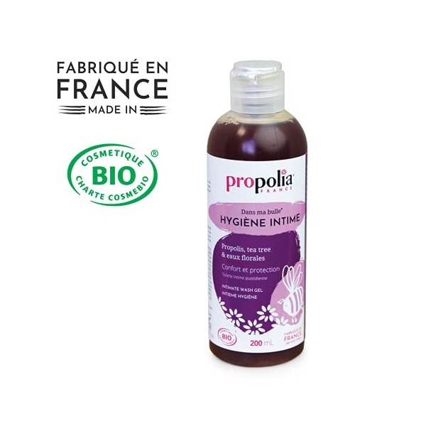 PROPOLIA - Bio - Gel d’Hygiène Intime Propolis / Tea Tree / Eaux Florales - Purifiant et Apaisant - Fabriqué en France - 200 