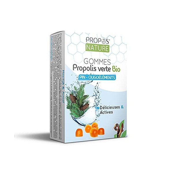Gommes de Propolis Verte Bio - Oligoéléments & Pin - 45g - Maux de gorge - Certifié Agriculture biologique - Fabrication Fran