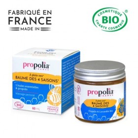 PROPOLIA - Bio - Baume des 4 Saisons - Propolis / Lavandin / Genièvre / Girofle / Romarin - Dégage les voies respiratoires - 