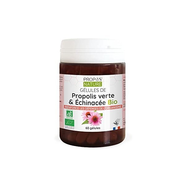 Gélules Propolis Verte et Echinacée - 60 Gélules - ProposNature - Certifié Biologique AB 