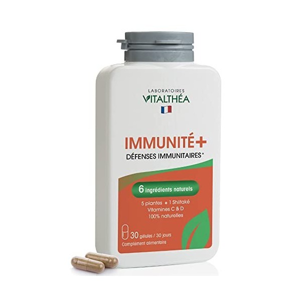 IMMUNITE + | Défenses Immunitaires & Anti-Fatigue | Vitamine C + D3 100% AR | 5 plantes 100% Naturelles + Shiitake | Astragal