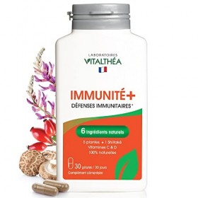 IMMUNITE + | Défenses Immunitaires & Anti-Fatigue | Vitamine C + D3 100% AR | 5 plantes 100% Naturelles + Shiitake | Astragal