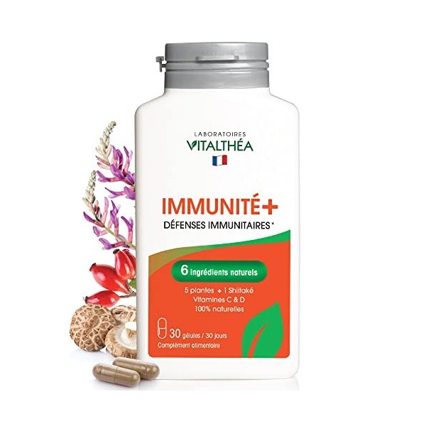 IMMUNITE + | Défenses Immunitaires & Anti-Fatigue | Vitamine C + D3 100% AR | 5 plantes 100% Naturelles + Shiitake | Astragal