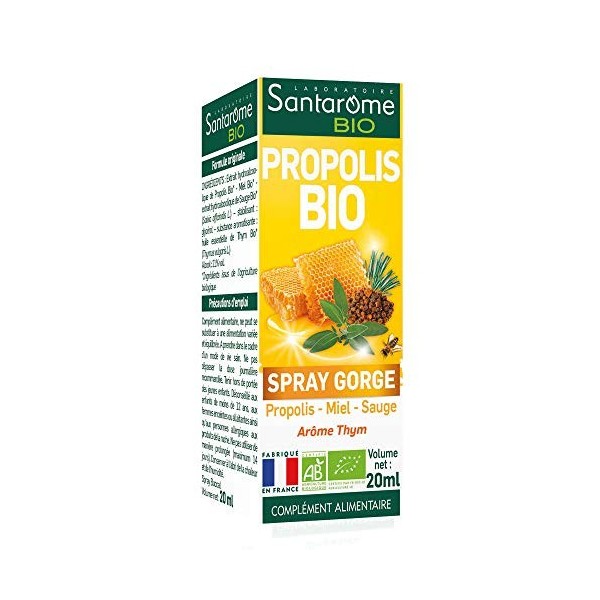 Santarome Bio - Spray Gorge Propolis Bio |Complément Alimentaire Immunité & Allergies Saisonnières| Purifie et Adoucit la Gor