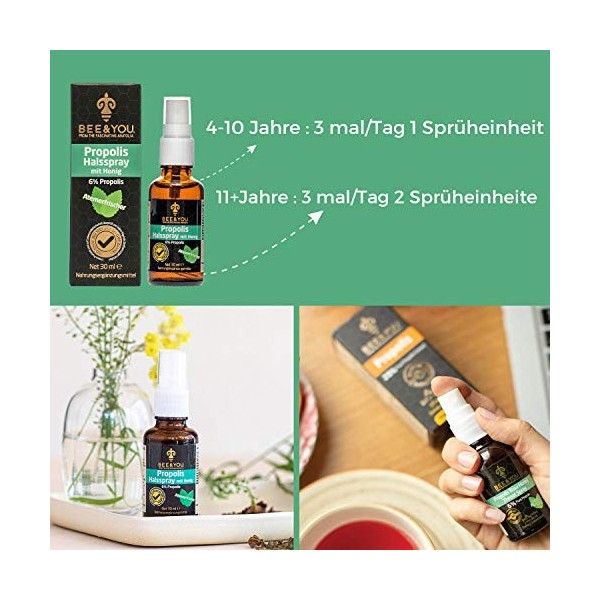 Bee & You Spray au Gorge au Miel Cru au Propolis 6% Ingrédients Naturellement Contrôlés, Commerce Equitable, Sans Additifs 