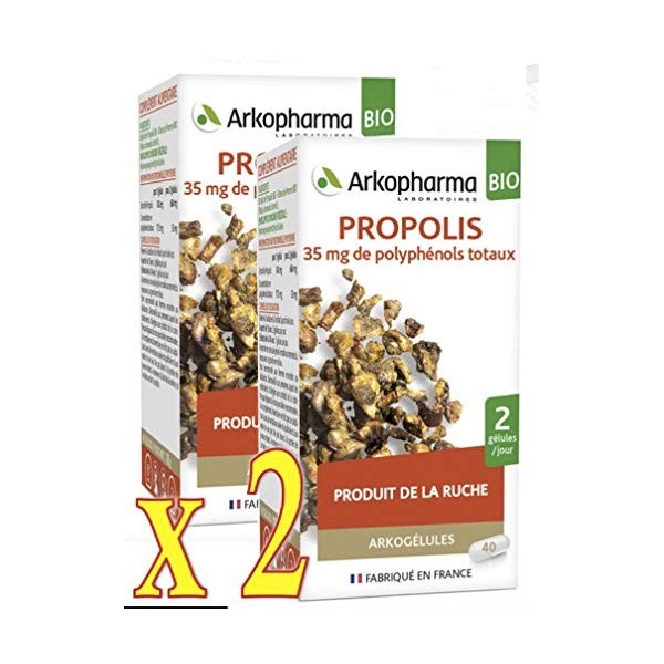 Arkopharma Arkogélules Propolis Bio 40 Gélules Végétales - Lot de 2 Boites de 40 Gélules