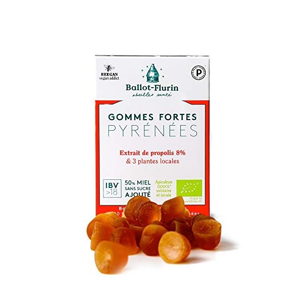 Ballot-Flurin - Gommes Fortes Pyrénées Bio - Miel et propolis - Fabriqué en France - 30 g