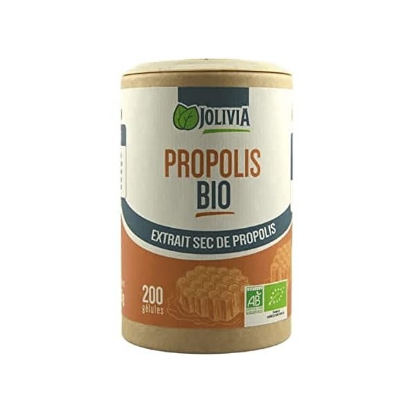 Propolis Bio Extrait - 200 gélules végétales 250 mg | Format Gélule | Complément Alimentaire | Vegan | Fabriqué en France