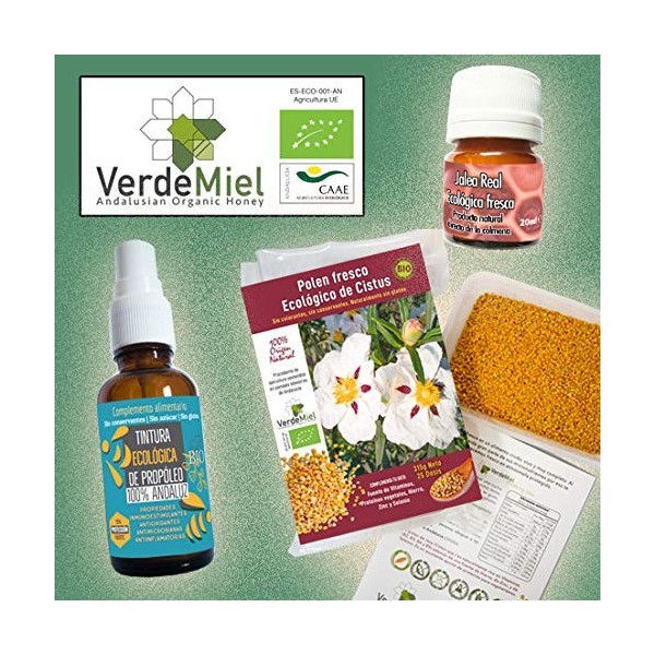 Verdemiel- Pack santé Contient : Une fiole de propolis 30mL, un pot de 375g de pollen frais, un pot de 20g de gelée royale fr