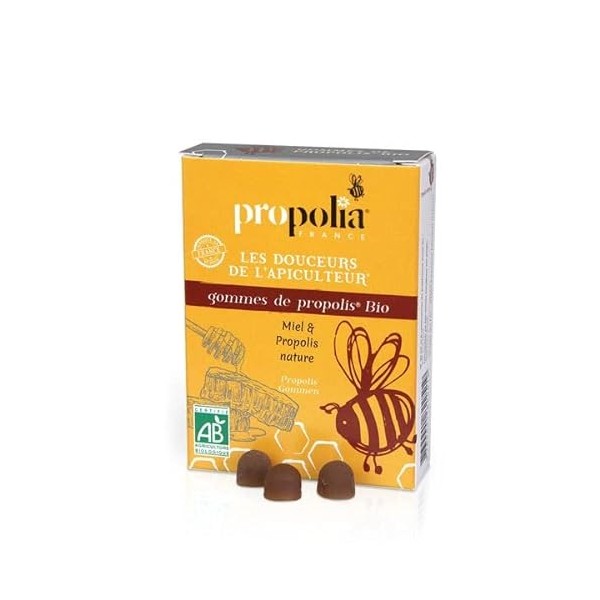 PROPOLIA - Gommes De Propolis Bio Miel Et Propolis Nature 45G - Lot De 3