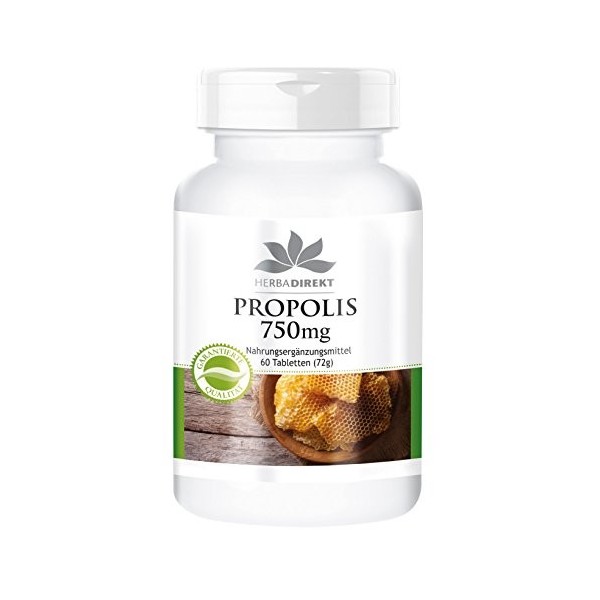 Propolis 750mg - 60 comprimés - 22,5 mg de Galangine | HERBADIREKT by Warnke Vitalstoffe