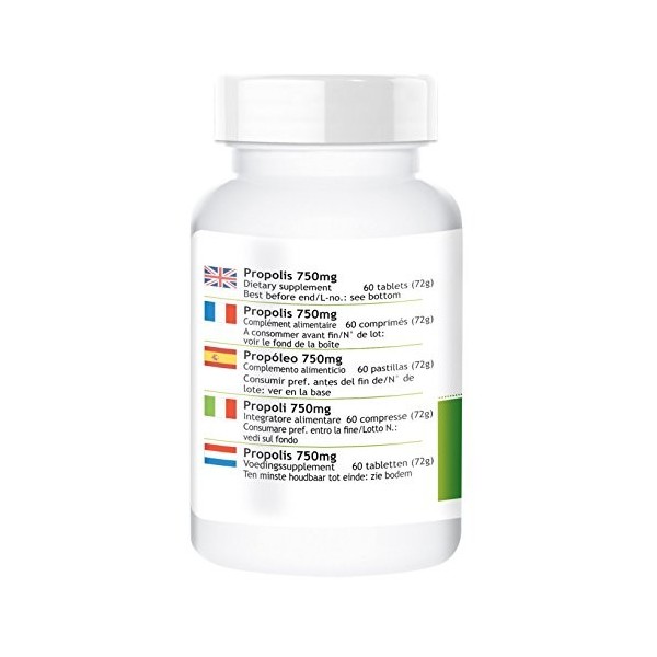 Propolis 750mg - 60 comprimés - 22,5 mg de Galangine | HERBADIREKT by Warnke Vitalstoffe