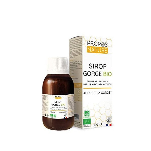 Sirop Gorge Bio - Propolis & Guimauve - Sans conservateur -France - 100ml - ProposNature