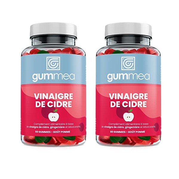 Gummea Vinaigre De Cidre Pack 2X60 Gummies | Complément Alimentaire à Base de Vinaigre de Cidre et de Gingembre | Le Gingembr