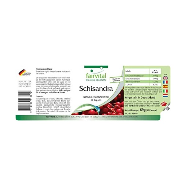 Fairvital | Schisandra - WuWeiZi - VEGAN - 90 gélules - pour 3 mois