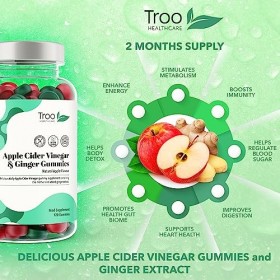 Gummies au vinaigre de cidre de pomme et au gingembre – Complément alimentaire pur et non filtré avec la mère pour un soutien