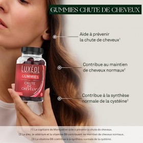 LUXÉOL - Gummies Chute Cheveux - Complément Alimentaire - Aide À Prévenir La Chute - Arômes Naturels Orange & Mandarine - San