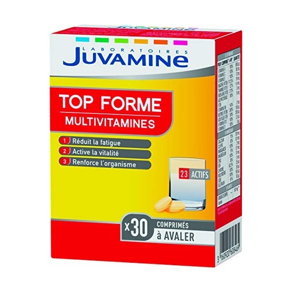 JUVAMINE - Top Forme Multivitamines - Aide à réduire la fatigue - Soutient limmunité - 30 Comprimés à avaler - Fabrication F