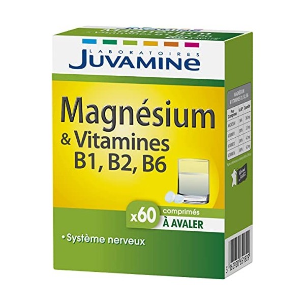 JUVAMINE - Magnésium + Vitamines B1,B2,B6-60 Comprimés