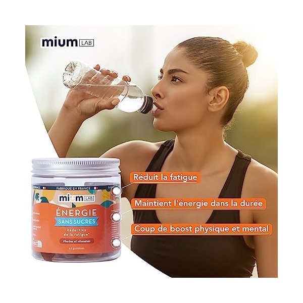 mium LAB - Complément Alimentaire Energie Sans Sucre - Réduit la Fatigue - Cure 21 Jours - 100% Français - Guarana, Ginseng, 