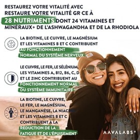 Multivitamines et Minéraux -13 Vitamines Adultes dont Vitamine A B C D E K, Ashwagandha, Rhodiola Rosea, 11minéraux dont Magn