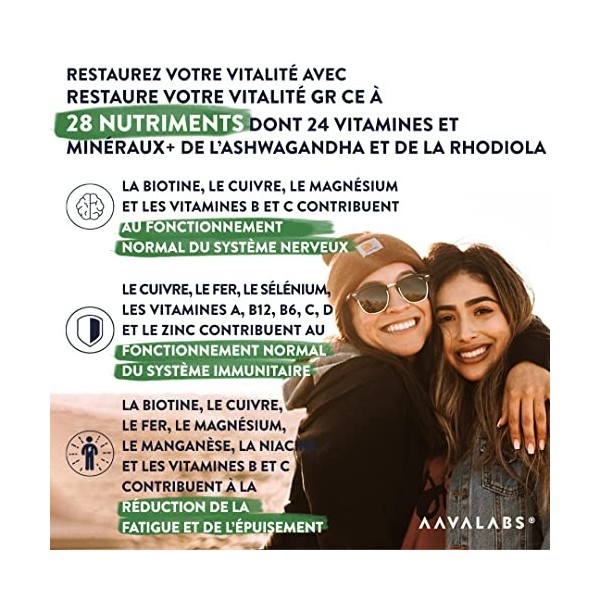 Multivitamines et Minéraux -13 Vitamines Adultes dont Vitamine A B C D E K, Ashwagandha, Rhodiola Rosea, 11minéraux dont Magn