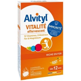 Alvityl - Comprimés effervescents Vitalité - 12 vitamines et 10 minéraux - Dès 12 ans - 30 comprimés