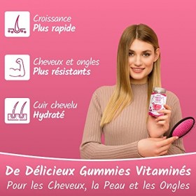 VITAFUL Happy Hair - Gummies Pousse Cheveux - Complément Alimentaire Cheveux - 120 Gummies Vitaminés Cure de 2 Mois - Bioti
