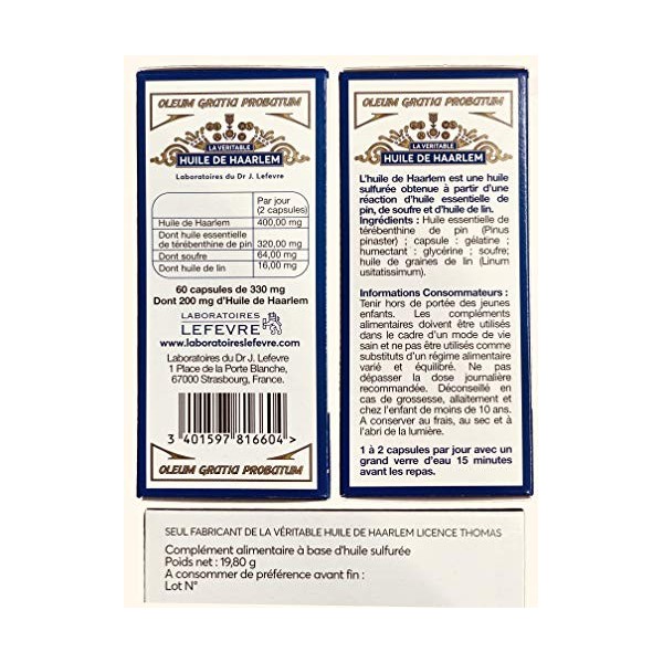 Véritable Huile de Haarlem, lot de 2 x 60 capsules originales 2 