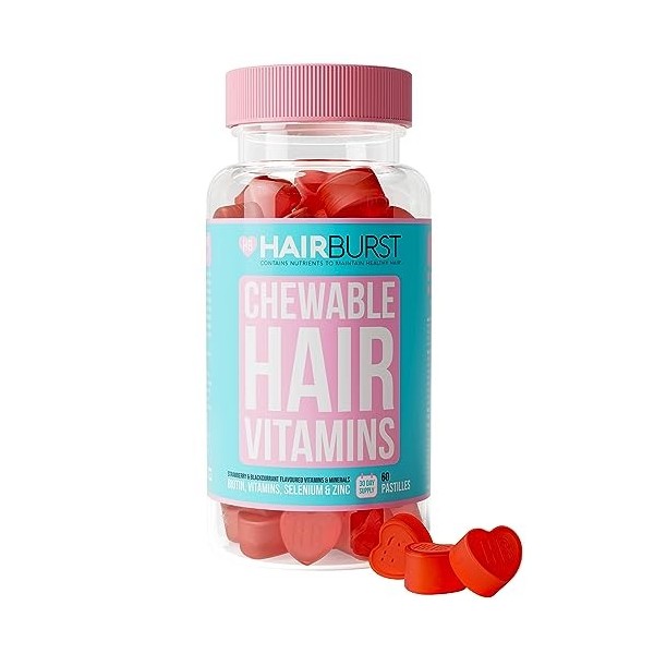 HAIRBURST Gummies Vitaminés de à la Biotine pour des Cheveux plus Longs et plus Épais - Ajout de Zinc, de Vitamine C et de Sé