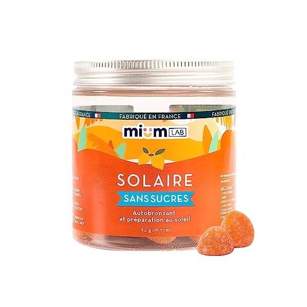 mium LAB - Complément Alimentaire Soleil Sans Sucre - Gummies Solaire - Bronzage - Cure 21 Jours - 100% Français - Beta carot