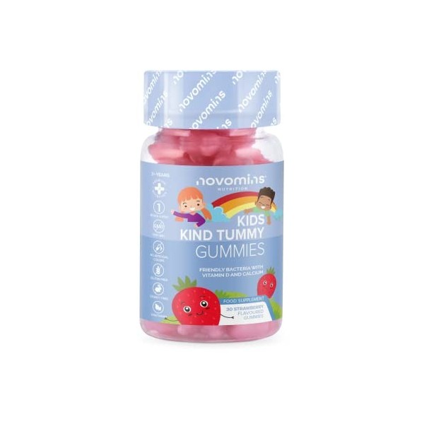 Novomins Gummies Probiotiques pour Enfants – Probiotiques pour Enfants – Végétaliens – 1 Mois dApprovisionnement – Vitamine 