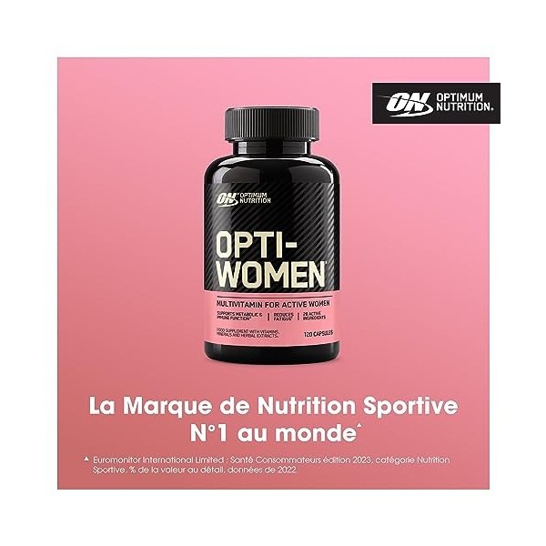 Optimum Nutrition Opti-Women, Complément Alimentaire Multivitaminé, Gélules avec Vitamines et Minéraux Essentiels pour les Fe