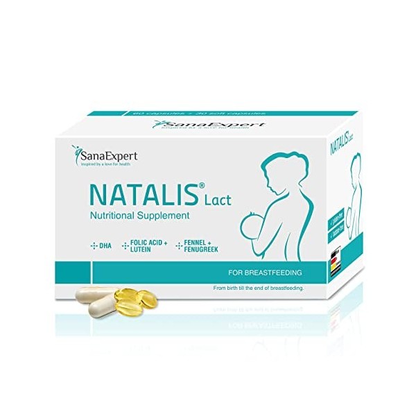 SanaExpert Natalis Lact | pour lallaitement | Fenouil,Fenugrec,Acide Folique,DHA,Biotine,Vitamine D, A et B,multivitamines e