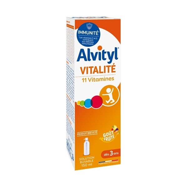 Alvityl - Solution buvable multivitaminée - 11 vitamines 100% des VNR - Dès 3 ans, goût fruité - 150mL